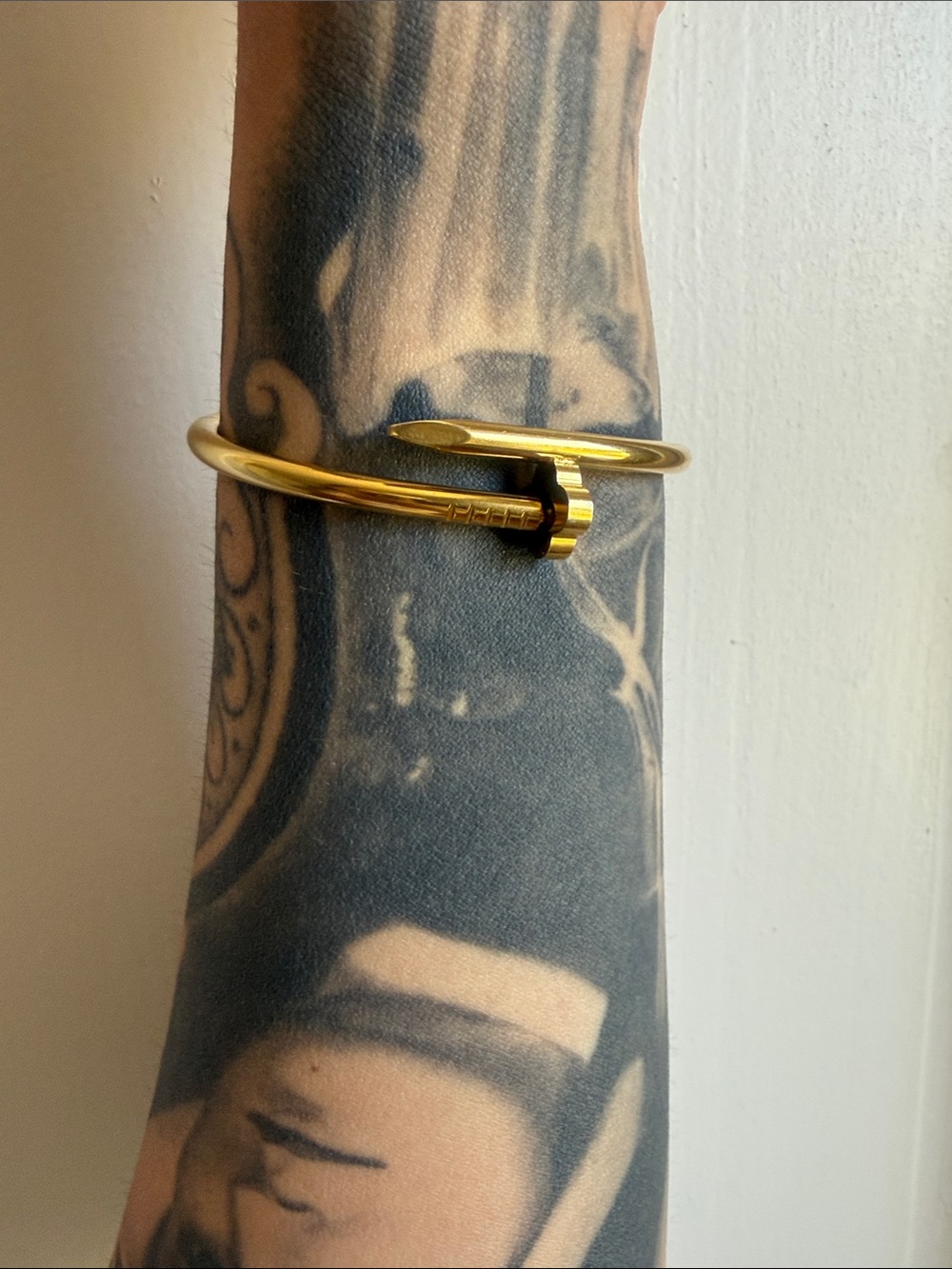 Gold Nail-Style Bypass Bracelet